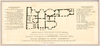 Plano del terreno de la Casa Cremorne, Londres de English School