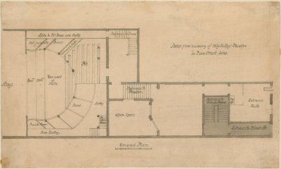 Plano del Teatro de Miss Kelly (Teatro Royalty), Dean Street, Soho, Londres de English School
