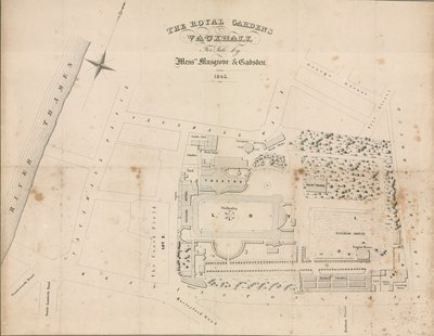 Plano del terreno de Vauxhall Gardens, Londres de English School