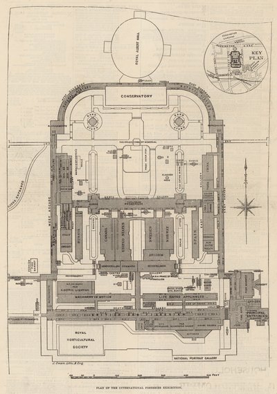 Plano del terreno de la Exposición Internacional de Pesca, South Kensington de English School