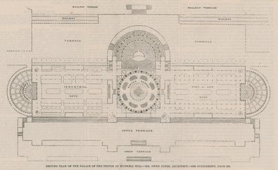 Plano del suelo del Palacio del Pueblo en Muswell Hill de English School