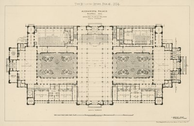 Plano del suelo de la terraza norte del Alexandra Palace de English School