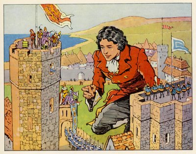 Los viajes de Gulliver: Conoce a la emperatriz (litografía en color) de English School