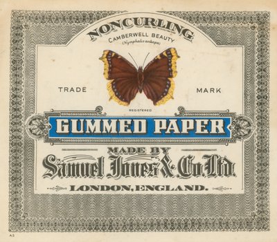 Papel engomado, hecho por Samuel Jones & Co Ltd, Londres de English School