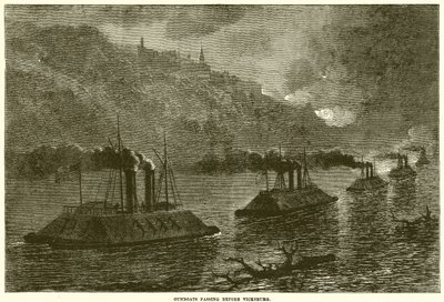 Buques de guerra pasando frente a Vicksburg de English School