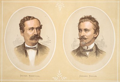 Gustav Nachtigal y Gerard Rohlfs, ilustración de La Edición Pictórica de la Vida y Descubrimientos de David Livingstone por J. Ewing Richie, pub. por A. Fullarton & Co., 1876 de English School