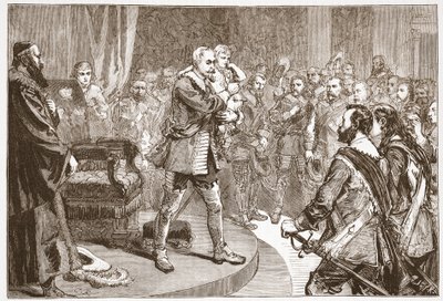 Gustavo Adolfo despidiéndose de los Estados, ilustración de La Historia del Protestantismo de James Aitken Wylie (1808-1890), pub. 1878 de English School