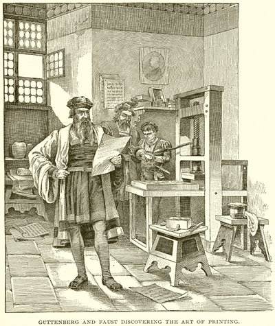 Guttenberg y Faust descubriendo el Arte de la Impresión de English School