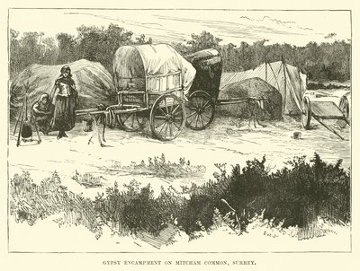 Campamento gitano en Mitcham Common, Surrey de English School