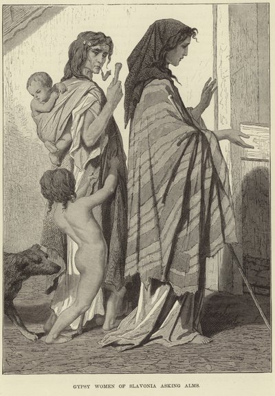 Mujeres gitanas de Eslavonia pidiendo limosna de English School