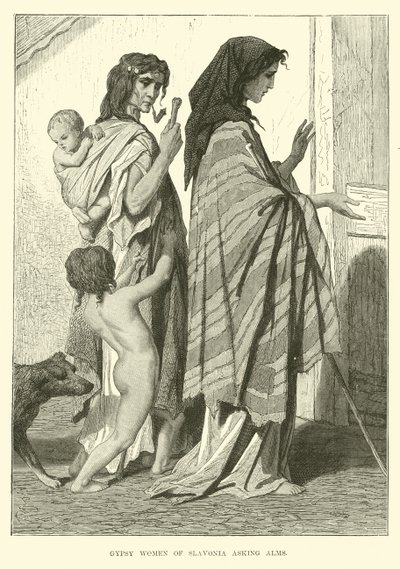 Mujeres gitanas de Eslavonia pidiendo limosna de English School