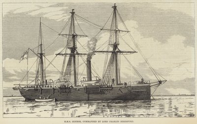 HMS Condor, comandado por Lord Charles Beresford (grabado) de English School