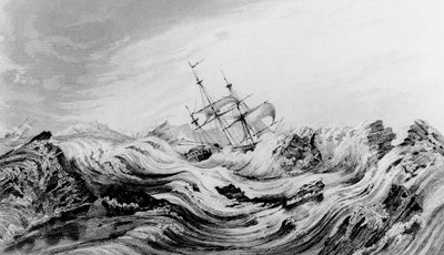 HMS Dorothea comandado por David Buchan empujado al hielo ártico de English School