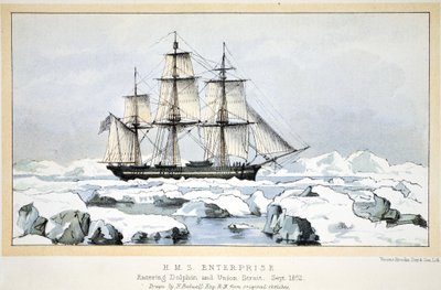 El HMS Enterprise entrando en el Estrecho de Dolphin y Union, septiembre de 1852 de English School