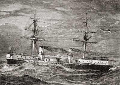 HMS Inflexible, Clase Invencible de Crucero de Batalla de la Marina Real Británica, ilustración de 
