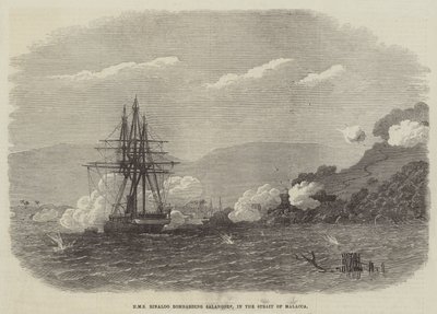 HMS Rinaldo bombardeando Salangore, en el Estrecho de Malaca de English School