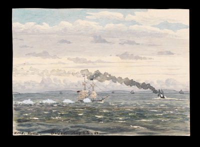 El HMS "Rolla" frente a Dover, visto desde los acantilados de English School