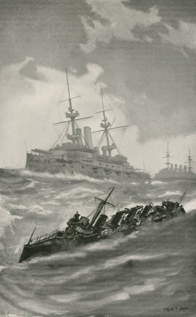 H. M. S. Mars, Terrible y Dragon navegando en el Canal de la Mancha de English School