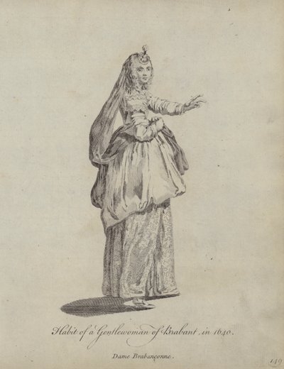 Traje de una Dama de Brabant en 1640 de English School