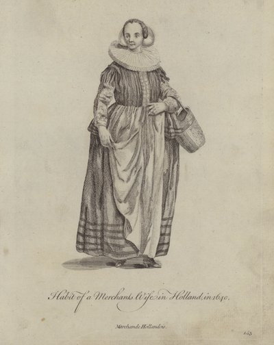 Traje de la Esposa de un Comerciante en Holanda en 1640 de English School