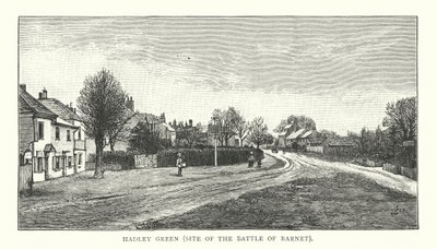Hadley Green, lugar de la batalla de Barnet (grabado) de English School