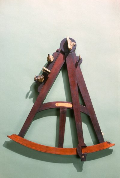 Cuadrante de Hadley con escala transversal (caoba, latón y marfil) de English School