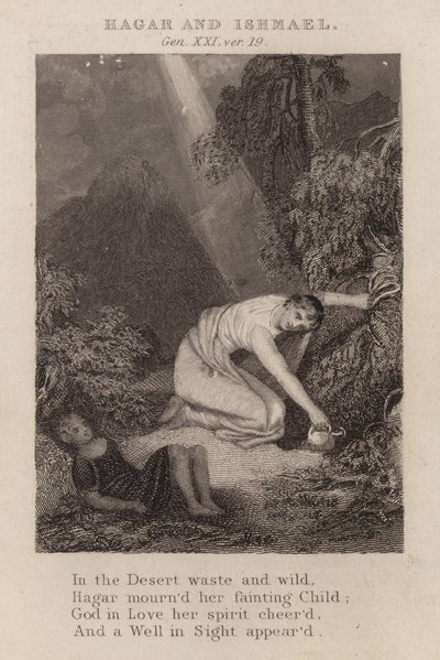 Agar e Ismael, Génesis XXI, ver 19 (grabado) de English School