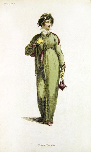 Vestido de media tarde, lámina de moda de Ackermann
