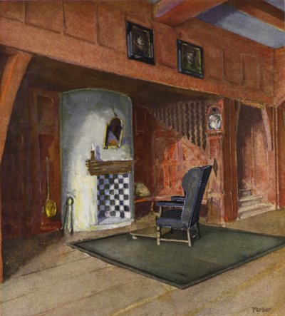 Salón en una casa de campo (litografia en color) de English School