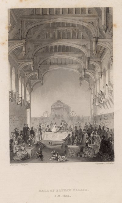 Salón del Palacio de Eltham en 1365 d.C. de English School
