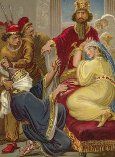 Amán pidiendo su vida a la Reina Ester de English School