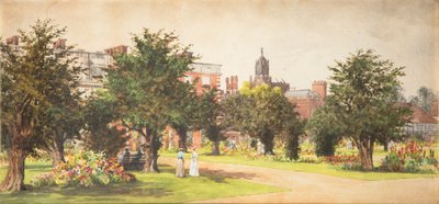 Jardines de Hampton Court, c.1910 (acuarela sobre papel) de English School