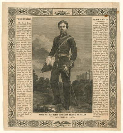 Pañuelo conmemorativo del viaje del Príncipe de Gales a América, 1860 de English School