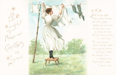 Tendiendo la ropa, tarjeta de Navidad de English School