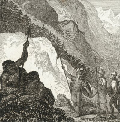 Aníbal al pie de los Alpes (grabado) de English School