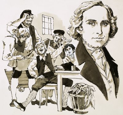 Hans Christian Andersen entretiene a sus compañeros aprendices cantando de English School