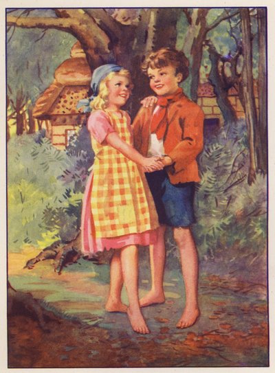 Hansel y Gretel (litografía en color) de English School