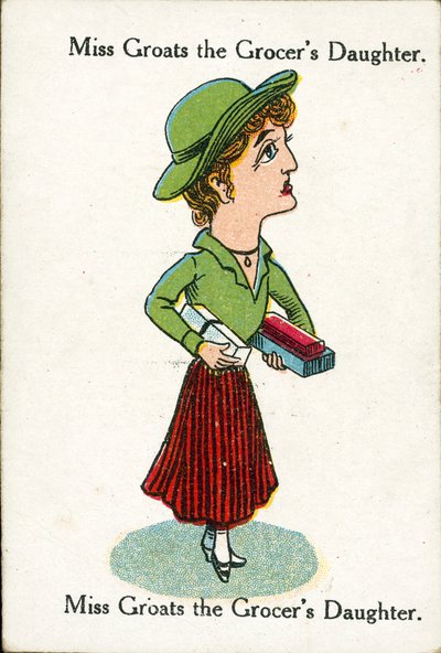 Familias felices, c 1920: Miss Groats, la hija del tendero (litografía en color) de English School