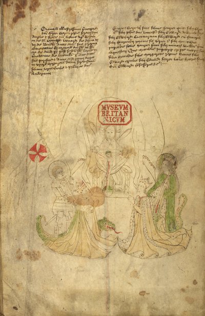 Harley 318, f.8v Enrique VI, rey de Inglaterra, y su esposa, Margarita de Anjou, ilustración de "Historia y genealogía de los reyes... de Inglaterra" (vitela) de English School