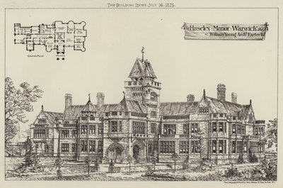 Haseley Manor, Warwick (grabado) de English School
