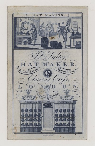 Sombrereros, Salter, tarjeta comercial de English School