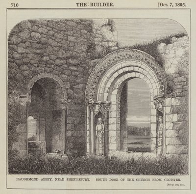 Abadía de Haughmond, cerca de Shrewsbury, Puerta Sur de la Iglesia desde el Claustro de English School