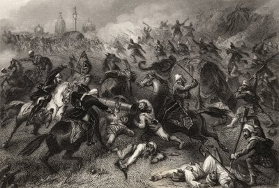 La columna de Havelock atacando a los amotinados antes de Cawnpore en 1857, de 