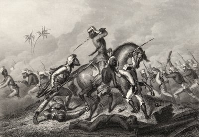 Columna de Havelock atacando a los amotinados antes de Cawnpore, de 