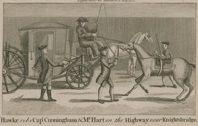 Hawke roba al Capitán Cunningham y al Sr. Hart en el camino cerca de Knightsbridge de English School