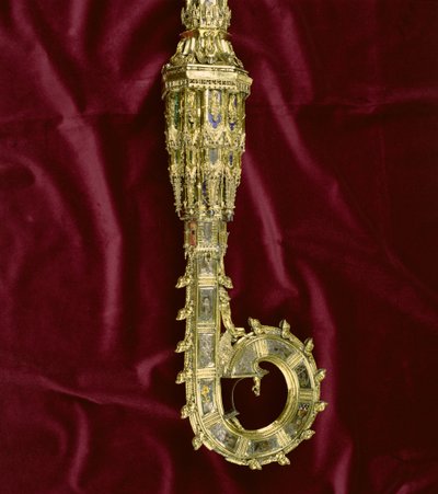 Cabeza y gancho del báculo de William of Wykeham (c.1320-1404): lado de Pablo (plata dorada) (detalle) de English School