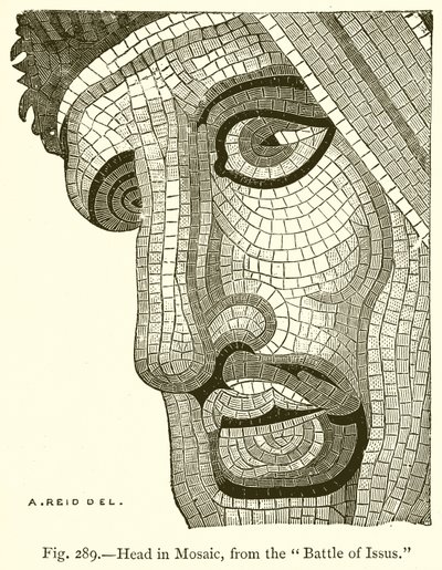 Cabeza en mosaico, de la Batalla de Issus de English School