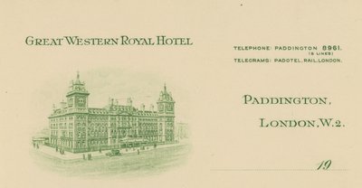 Papel con membrete del Great Western Royal Hotel de English School