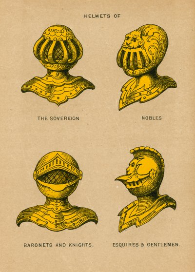 Cascos del soberano, nobles, baronetes y caballeros, escuderos y caballeros de English School