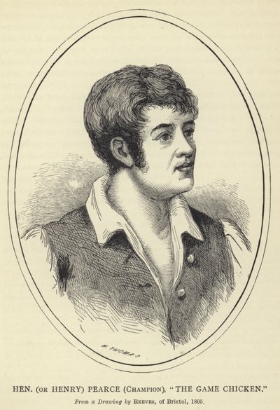 Hen (o Henry) Pearce, Campeón, The Game Chicken, de un dibujo de Reeves, de Bristol, 1805 de English School